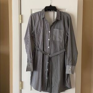 Black & White Striped Shirt Dress